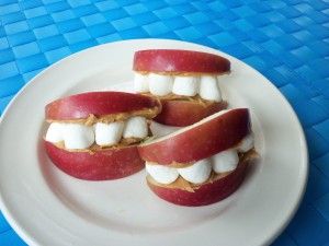monster mouth apple snacks with Peanut Butter