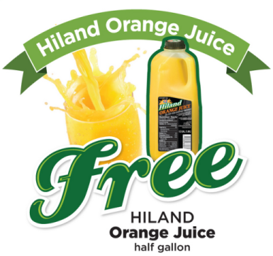 Free 1/2 Gallon of Hiland Orange Juice Coupon