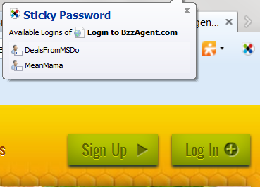 Sticky Password Login Popup