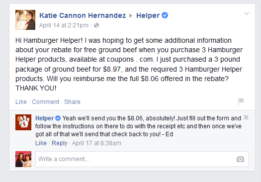 Hamburger Helper on Facebook